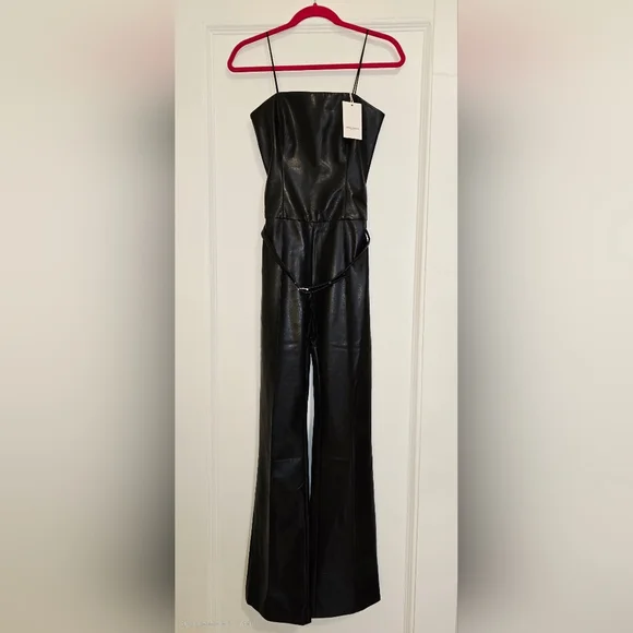 NEW Amanda Uprichard Black Uptown Amoret Faux Leather Jumpsuit | Sz XS - Picture 12 of 14